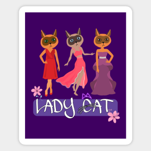 3 Pretty Lady cats - Cartoons Magnet